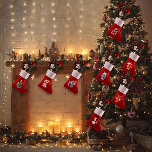 Mini Christmas Stockings Bulk Pack, 6.7 Inch Holiday Tree Decorations