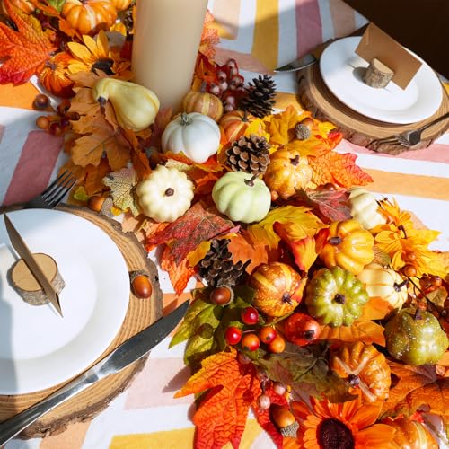 46-Piece Artificial Fall Harvest Decor Set: Pumpkins, Gourds, and Foliage