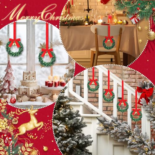 Syhood 12pcs 16-Inch Red Silk Christmas Wreath Bows for Windows & Cabinets