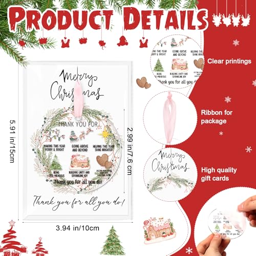 Kathfly 24 Sets Coworkers Appreciation Christmas Ornaments with Cards