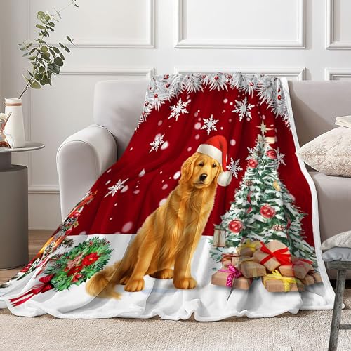 Red Christmas Throw Blanket 50x60in Soft Cozy Holiday Snowflakes Dog Decor