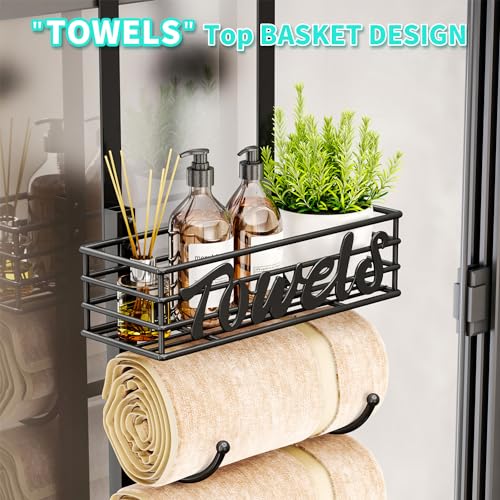 HapiRm 6-Tier Over the Door & Wall Mount Towel Rack with Storage Basket