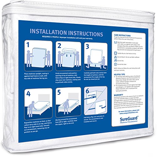 SureGuard Queen Mattress Encasement - 6-Sided Waterproof & Bed Bug Proof