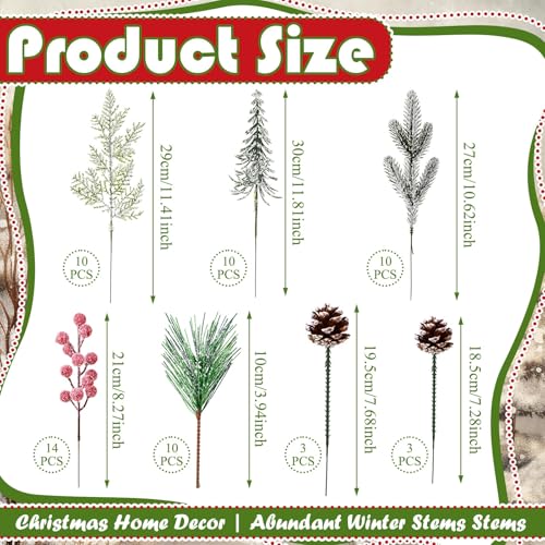 Norme 60-Piece Christmas Greenery Picks Snow Cones for DIY Holiday Decor