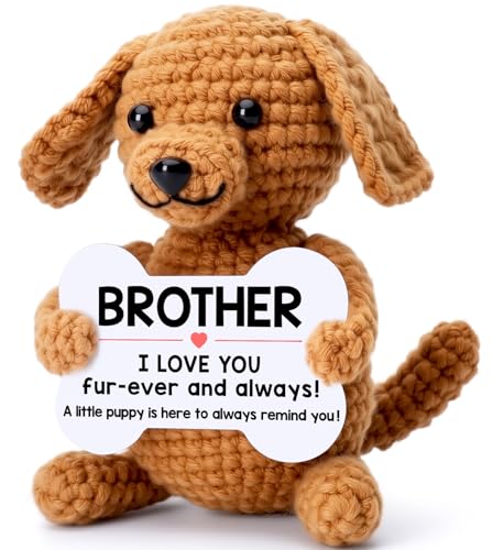 Handmade Crochet Dog Plushie - Small Stuffed Puppy Gift for Brother