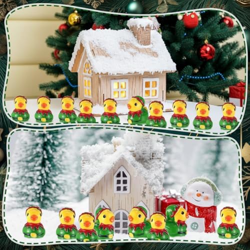 120 Pcs Elf Green Resin Ducks Miniature Figurines - Christmas Decor