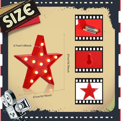 Movie Night Party Decorations: LED Marquee Star Sign and Wood Clapper Board