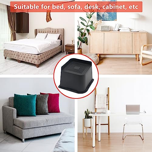 Heavy Duty 4 Inch Bed Risers (4 Pack) - Oversized L-Shape Furniture Lifts
