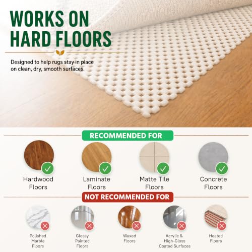 Non-Slip Rug Pad for Hardwood Floors - 2x6 Heavy Duty Anti-Skid Carpet Grip