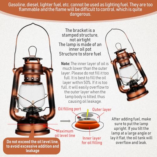 Vintage Hurricane Oil Lantern 2-Pack - 10 Inch Kerosene Lamp (Bronze)