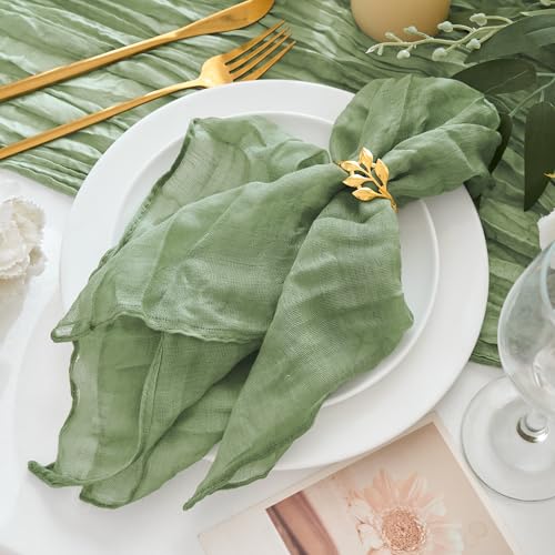 12-Pack Sage Green Cheesecloth Napkins, 20" x 20" Rustic Gauze Table Decor