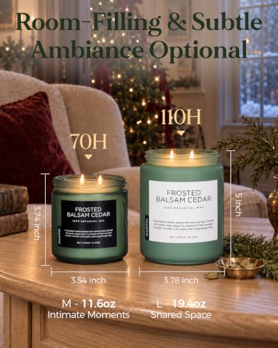 M&SENSE Frosted Balsam Cedar Large Jar Christmas Candle 19.4oz - Holiday Home Fragrance