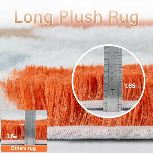 8x10 Checkered Area Rug, Soft Fluffy Shag Carpet for Living Room & Bedroom