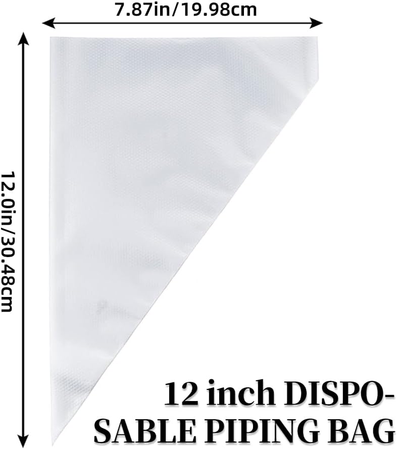 Skiennix Beginner Cake Decorating Kit - 50 Pcs Disposable 12-Inch Piping Bags & 3 Scrapers | Thickened Anti-Burst Design