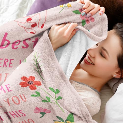 GiltGlimmer Best Friend Blanket 60 x 50 in Pink – Birthday & Christmas Gift for Women, Bestie