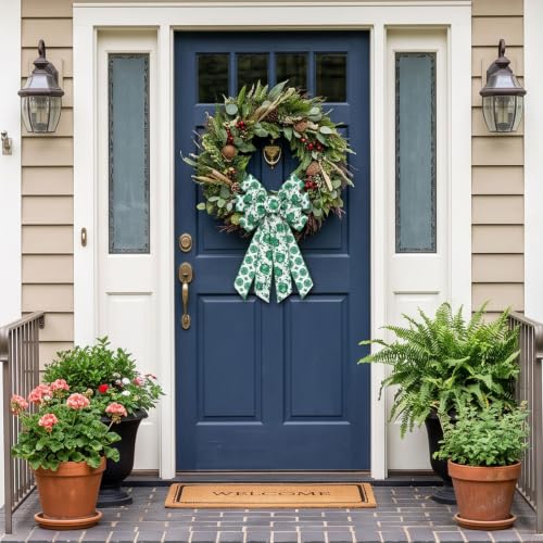 Habbiful Style A Large Chinoiserie Green Floral Bow for Wreath & Holiday Decor