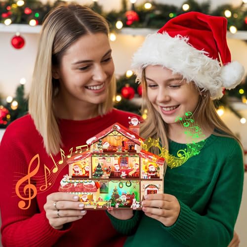 Yinqing Christmas Card House with Light & 3 Songs — Merry Christmas Pop-Up Card