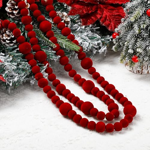 Canlierr Burgundy 6 ft Velvet Bead Garland Christmas Tree Ornaments
