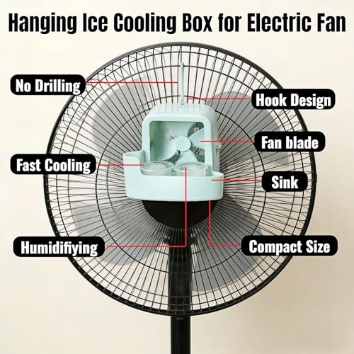 Portable Fan Cooling Attachment Ice Box Cooler with Hook for Home and Patio