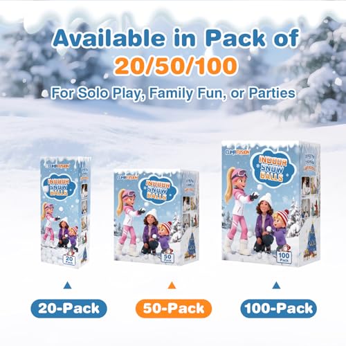 20-Pack Fake Snowballs Set for Kids - Soft Indoor Snowball Fight Toys