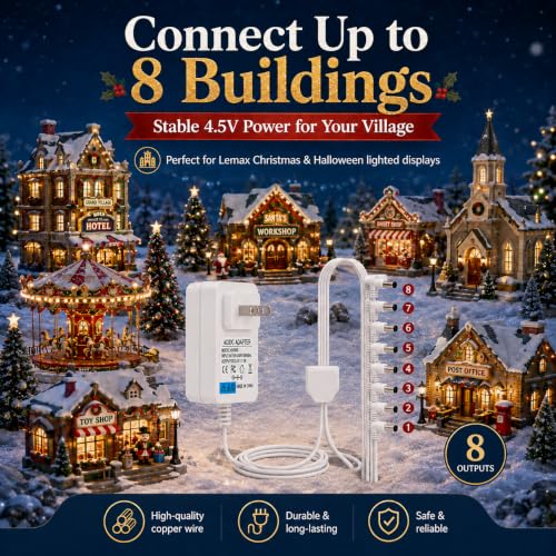 4.5V Power Adapter for Lemax Christmas Halloween Village Lights - Multi-Output Replacement