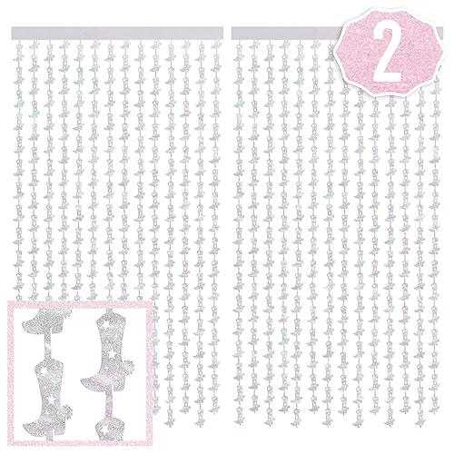 Iridescent Foil Cowgirl Boot Party Backdrop Curtains - 2 Pack