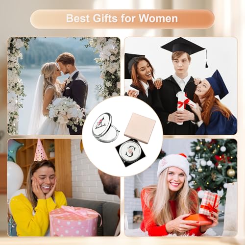 V Monogram Compact Mirror - Personalized Gift for Women & Girls, 2-Sided 180° Adjustable Pocket Mirror