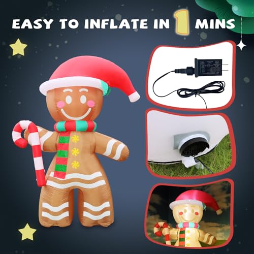 Action Air 7.9 ft Inflatable Gingerbread Man Christmas Yard Decor with LED Lights