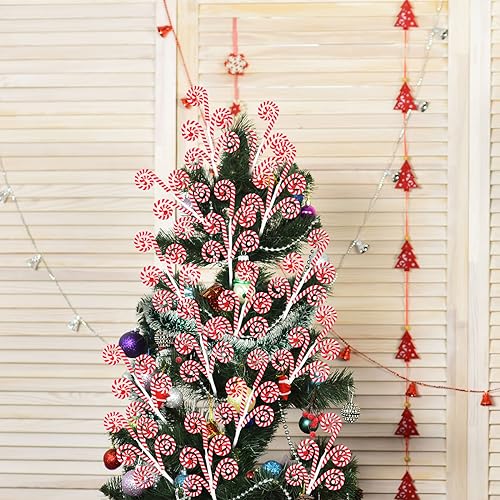 Gerrii 12-Pack Red & White Candy Cane Christmas Tree Decorations 16" Tree Picks