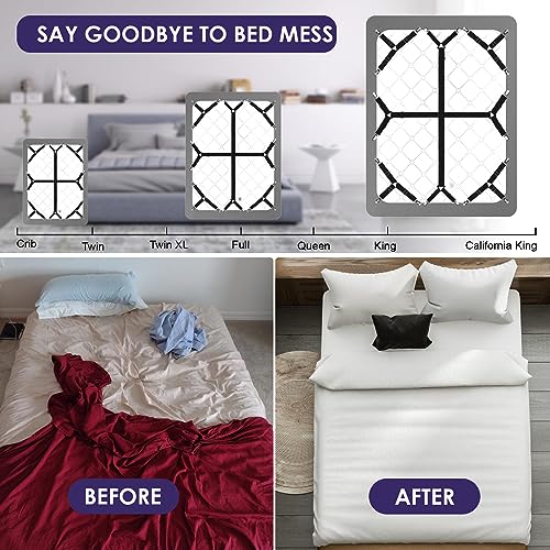 Adjustable Bed Sheet Straps - 6 Pack Non-Slip Fitted Sheet Holders