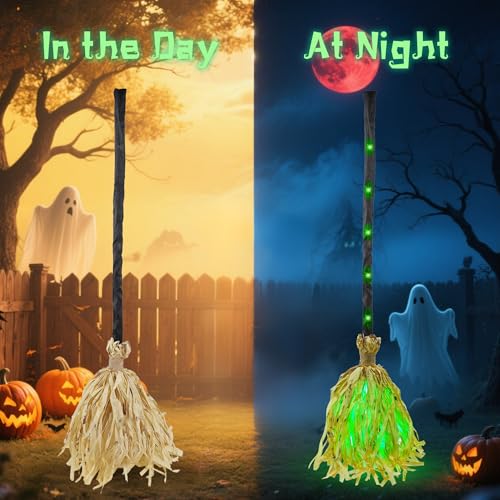 35" Animated Witches Broomstick - Sound & Touch Activated Halloween Decor