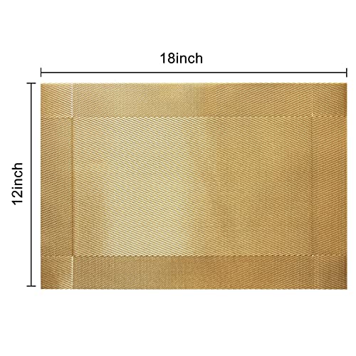 Trophable Gold Vinyl Placemats Set of 6 Heat Resistant 18x12 Inches