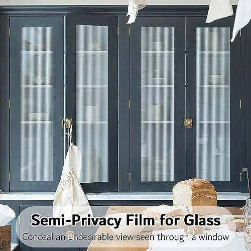 Reeded Glass Window Film - Frosted Privacy Film 17.7x78.7 inches