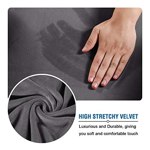 Velvet Stretch 2-Piece Chair Slipcover with Elastic Bottom - Grey