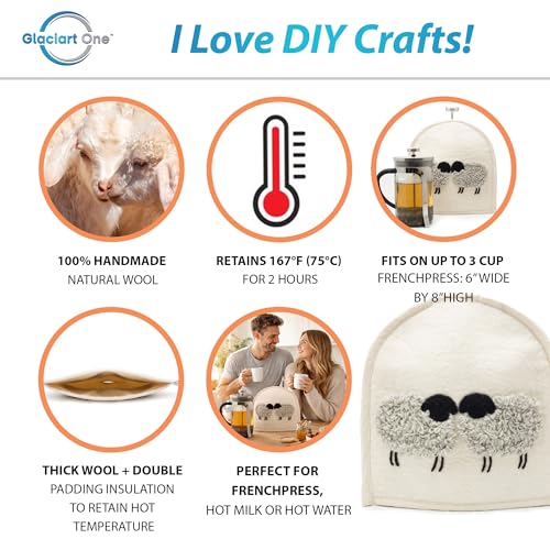 Wool Felt French Press Cozy - Handmade Insulated Coffee Pot Cover