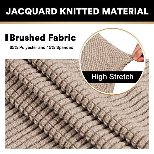 Stretch Ottoman Cover Slipcover for Oversized Foot Stool - Jacquard Fabric, Elastic Bottom