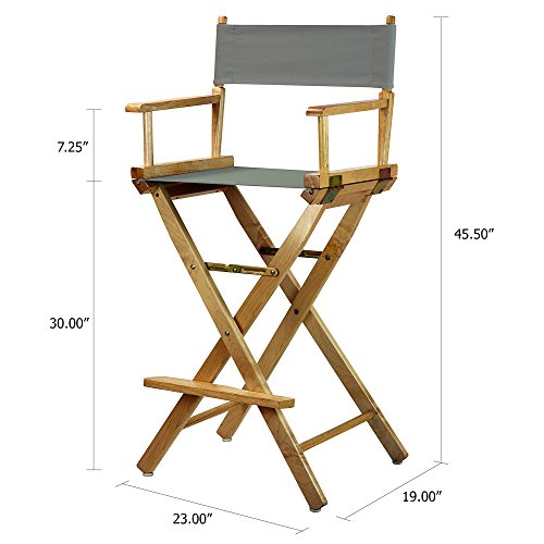 30-Inch Solid Wood Director's Chair, Foldable Bar Height Seating