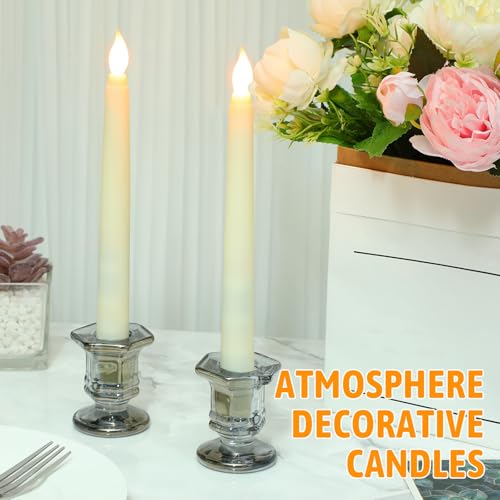 Baquler 100 Pcs 8.5 Inch Ivory Flameless Taper Candles Bulk 8.5"