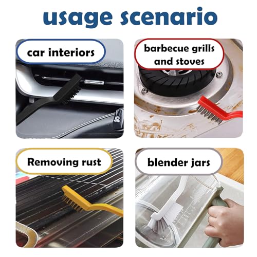 8-Piece Grout & Crevice Cleaning Brush Set - Stiff Bristle Scrub Brushes