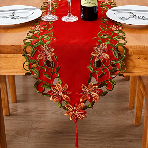 Christmas Embroidered Table Runner 13x69 Inch Holiday Decor