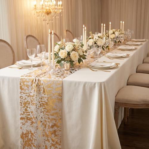 Veridra Gold Table Runner 32ft Sequin Glitter Foil Mesh - Gold / 32ft