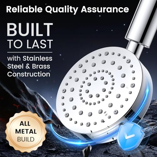 Metal Handheld Shower Head with Filter, 6 Spray Modes & 72-Inch Hose