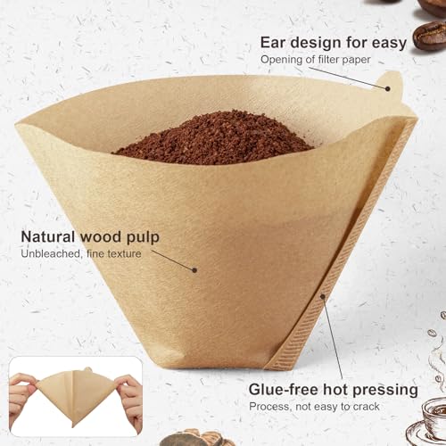 #4 Cone Coffee Filters 8-12 Cup - 100 Count Unbleached Natural Wood Pulp