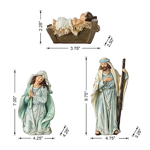 12-Piece Nativity Scene Set - 10-Inch Hand-Painted Blue Resin Figurines