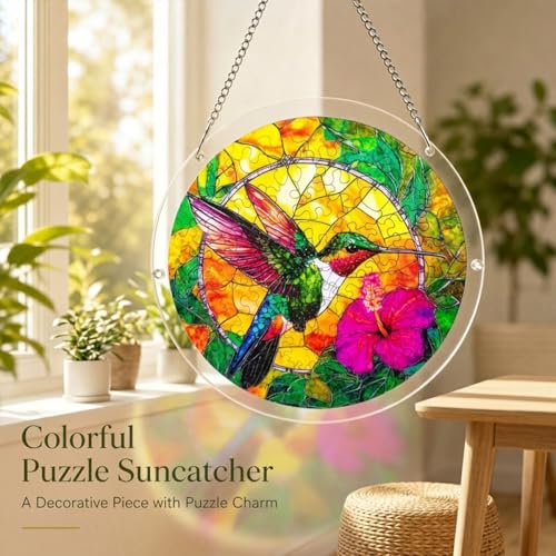 Hummingbird Acrylic Suncatcher Puzzle - 83-Piece DIY Window Hanging Kit