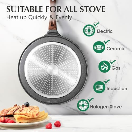 10-Inch Nonstick Crepe Pan - Granite Coating Flat Skillet Dosa Tawa