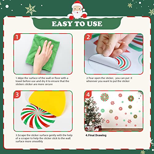 126 Pcs Christmas Candy Wall Decals - Red & Green Self-Adhesive Floor & Wall Stickers Set