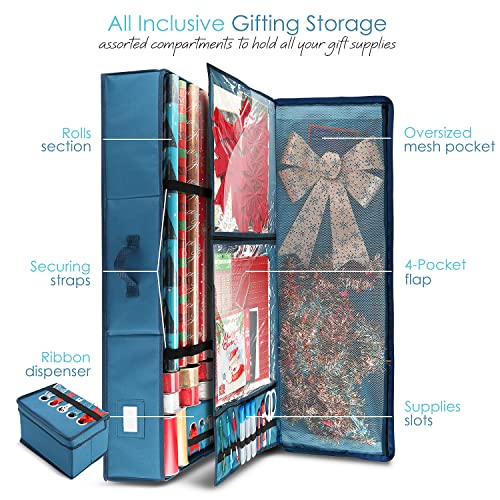 Wrapping Paper Storage Container for 40-Inch Rolls with Ribbon Dispenser