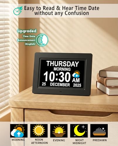 Digital Calendar Clock with Voice Announcement and Custom Daily Reminders