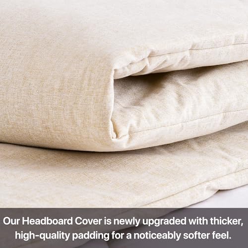 Soft Upholstered Headboard Cover with Tie Straps - 71x28in, Beige